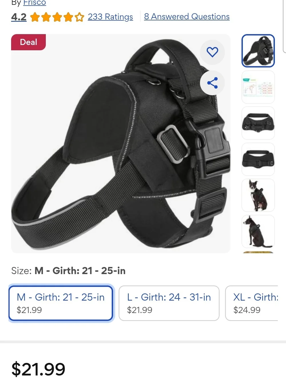 Frisco Big Dog Harness – Black Padded No-Pull Dog Harness
